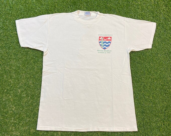 Vintage Pope John Paul II T Shirt Tee Size Large L Catholicism Church Sunday Service Salvation Praise Jesus 1990s 90s