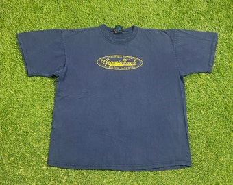 Vintage Georgia Tech Universität T Shirt Made USA Größe XL Atlanta Gelbe Jacken ECAA College Basketball 1990er Jahre 90er Jahre