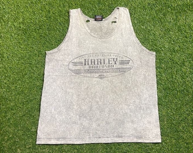 Vintage Harley Davidson Tank Top Shirt Made USA Size Large L Bike Week HOG 3D Eagle Motorcycle Truckers Biker 1990s 90s