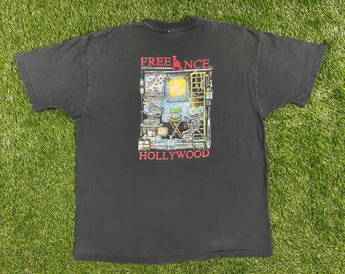 Vintage Freelance Hollywood T Shirt Tee Hanes Made USA Size Xtra Large XL Holly Studios Los Angeles California