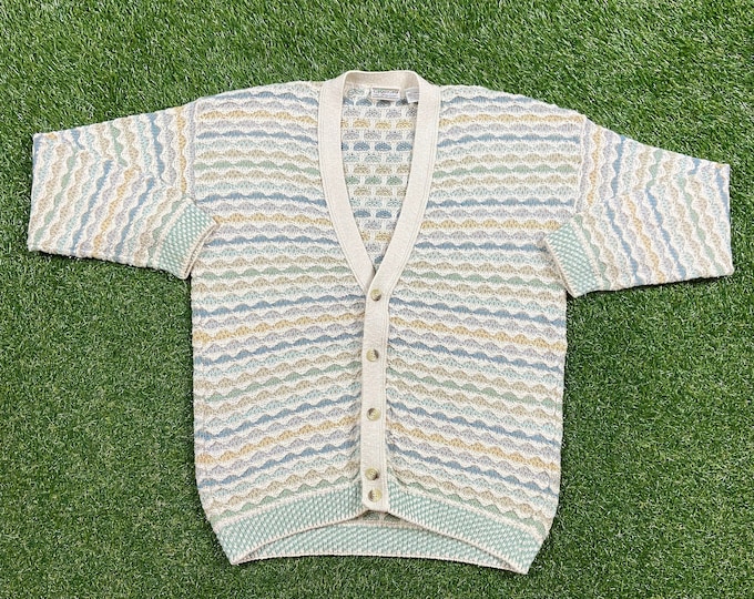 Vintage Giorgio Cardigan Sweater Made in Italy Size Large L 1990s 90s Comfy Button Down Warm Original Quality
