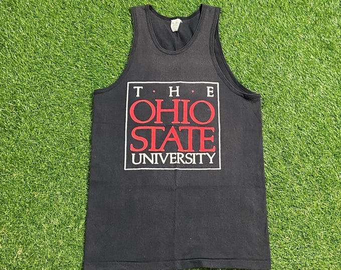 Vintage Ohio State University Tank Top Shirt Made USA Size Medium M Buckeyes Cleveland OSU NCAA College Football 1990s 90s