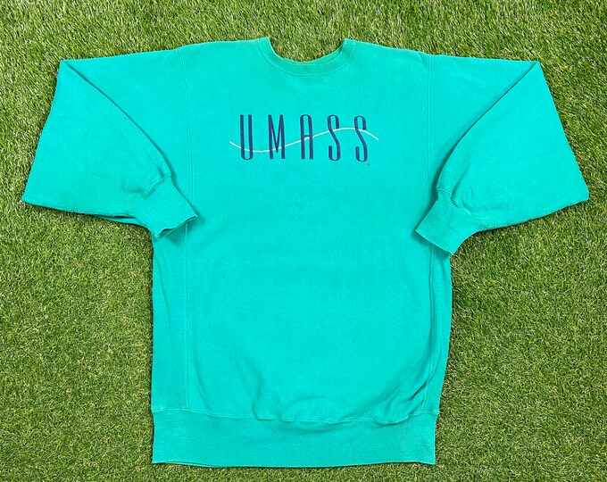 Vintage University of Massachusetts Minutemen Crewneck Sweatshirt Champion Reverse Weave XXL UMASS Basketball Amherst Boston New England 90s