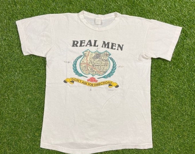 Vintage Home Improvement Real Men Don't Ask For Directions T Shirt Size Large Touchstone Productions Television Tim Allen TV Show 1990s 90s