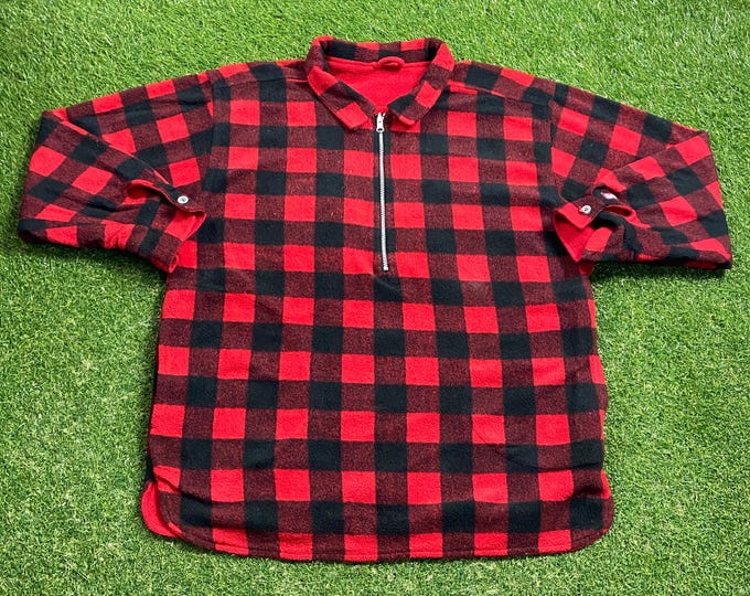 Vintage Marlboro Reversible Flannel Jacket Size Xtra Large XL Hunting Hiking Coat Smoking Cigarettes Fleece 1990s 90s