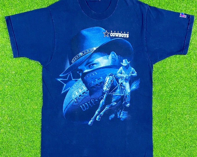 Vintage Dallas Cowboys T Shirt Tee NFL Football Medium Texas Graphic T-Shirt NFC Made USA 90's Classic Horse 1990s Graphic