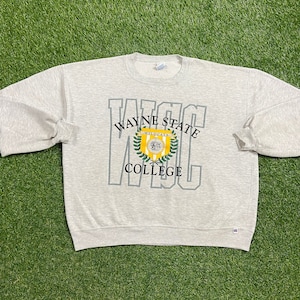 Vintage Wayne State University Crewneck Sweatshirt Made USA Size XXL Detroit Michigan 1990s 90s Pull Over Oversized Comfy