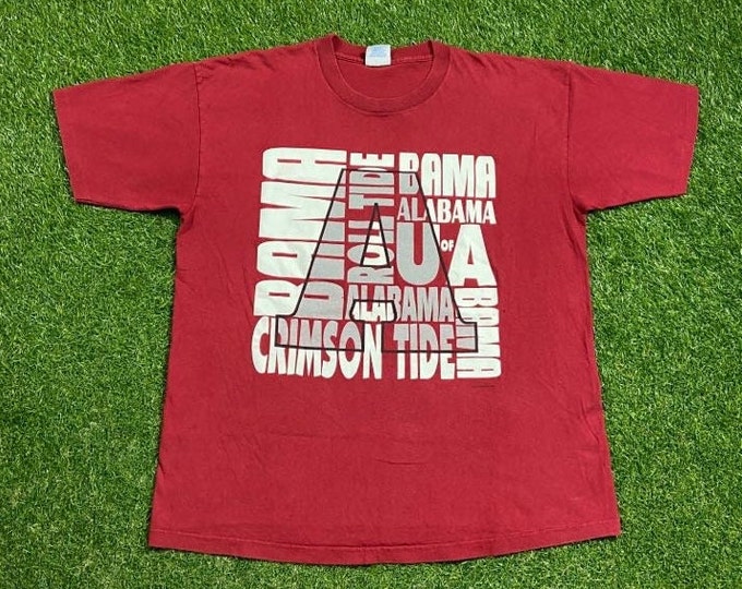 Vintage University of Alabama Crimson Tide T Shirt Tee Made USA Size Xtra Large XL NCAA College Football 1990s 90s