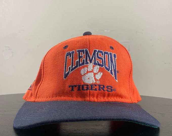 Vintage Clemson University Tigers Snapback Hat Made USA OSFA NCAA College Football South Carolina Classic 90s 1990s