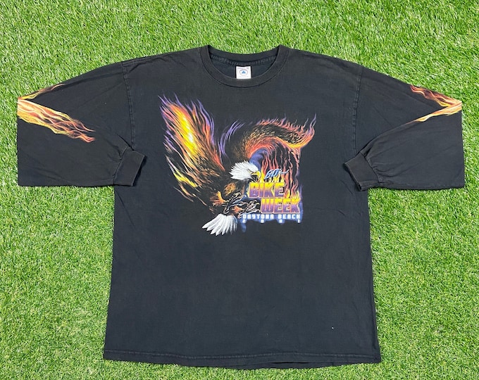 Vintage Daytona Beach Bike Week 2001 T Shirt Tee Delta Size Xtra Large XL Harley Davidson HOG 3D Eagle Motorcycle Truckers Biker
