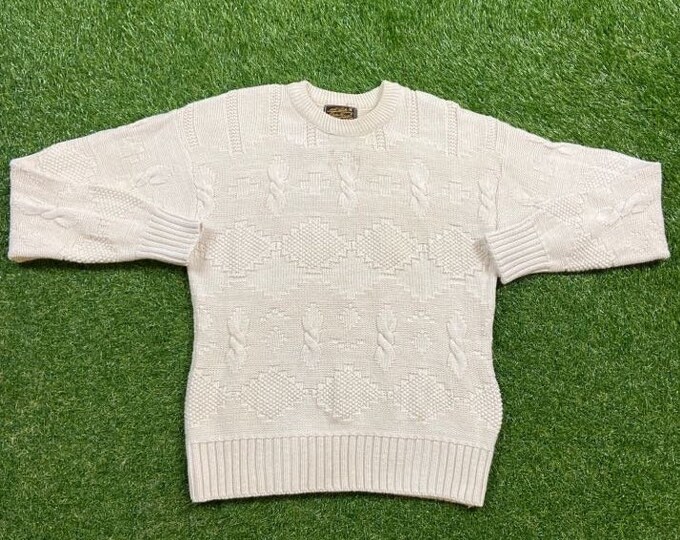Vintage Eddie Bauer Crewneck Sweater Made USA Size Medium M American Clothing Apparel Pull Over 1990s 90s Warm
