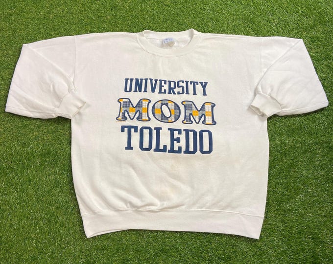 Vintage University of Toledo Mom Crewneck Sweatshirt Made USA Size XXL 2XL Ohio College Classic Pull Over Oversized 1990s 90s