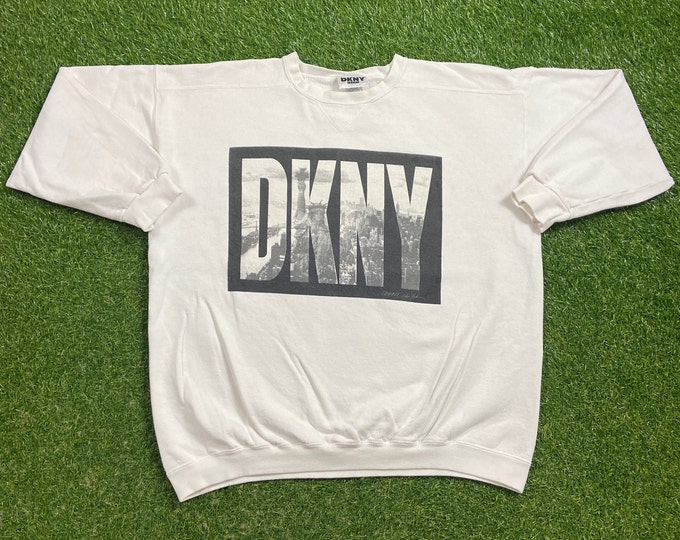 Vintage DKNY Crewneck Sweatshirt Made Usa Size XL Donna Karan New York American Fashion House New York NYC Classic Apparel 1990s Pull Over
