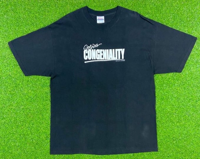 Vintage Rare Miss Congeniality Movie T Shirt Tee Hanes Xtra Large XL Sandra Bullock Michael Caine Warner Bros Promo
