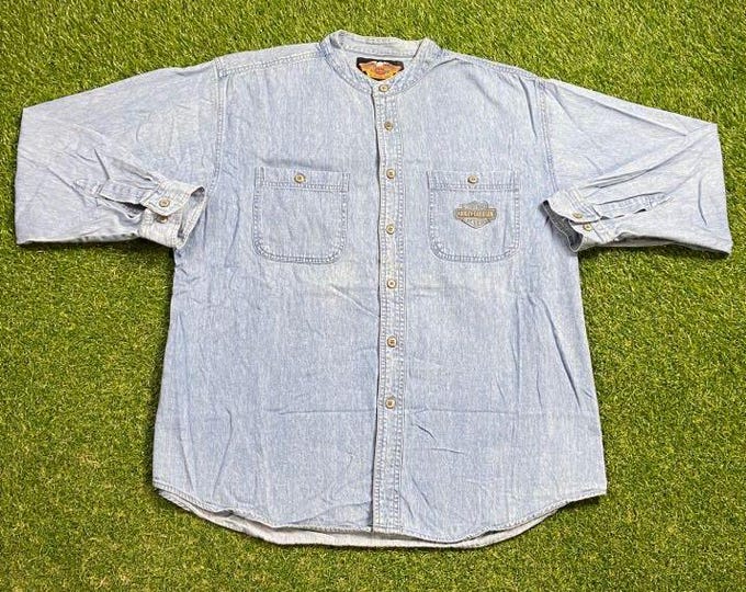 Vintage Harley Davidson Button Down Shirt Size Xtra Large XL HOG 3D Eagle Motorcycle Truckers Biker Classic 1990s 90s