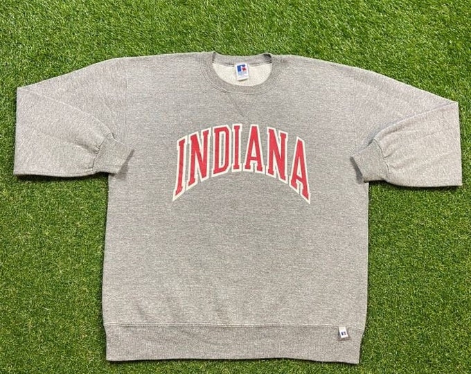 Vintage University of Indiana Crewneck Sweatshirt Russell Athletic Made Usa Size XXL 2XL NCAA College Basketball Hoosiers IU Pull Over 1990s
