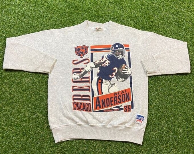 Vintage Chicago Bears Neal Anderson Crewneck Sweatshirt Nutmeg Mills Made USA Size Medium M NFL Football Illinois Pull Over Oversized