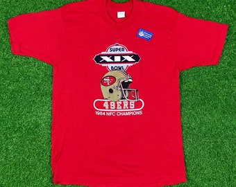 Vintage San Francisco 49ers Forty Niners NFL Football Super Bowl T Shirt 1984 80s Tee Shirt Brand New Made USA Single Stitch Deadstock Nwt