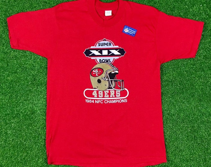 Vintage San Francisco 49ers Forty Niners NFL Football Super Bowl T Shirt 1984 80s Tee Shirt Brand New Made USA Single Stitch Deadstock Nwt