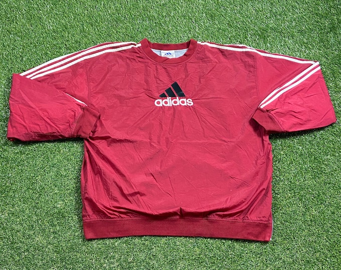 Vintage Adidas Pull Over Windbreaker Jacket Zip Up Size Xtra Large XL Classic Sportswear Three Stripes Light Rain Coat 1990s 90s