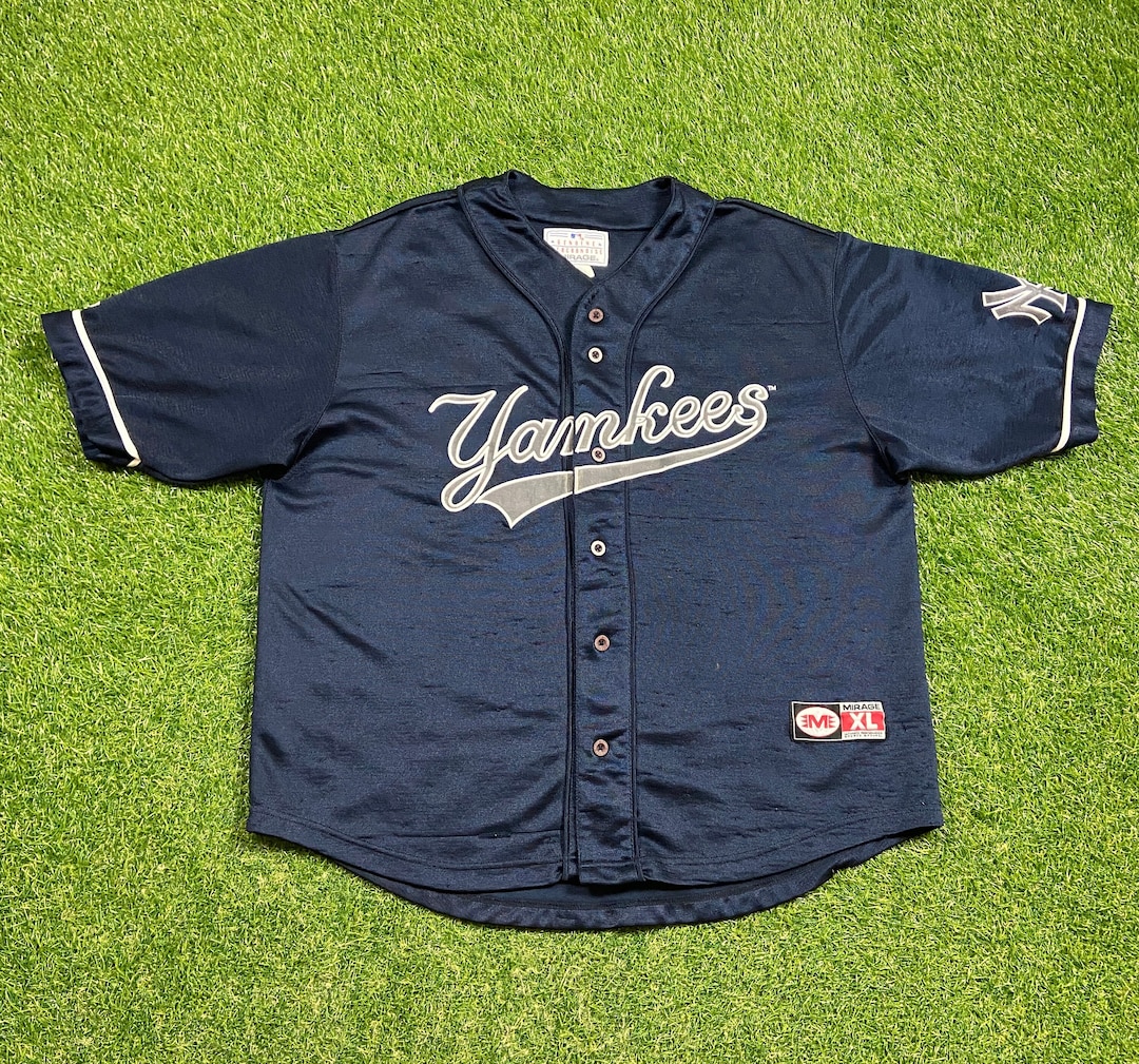 店内商品がすべてレジにて半額！！ Vintage New York Yankees Baseball Jersey Mirage Size Xtra トップス