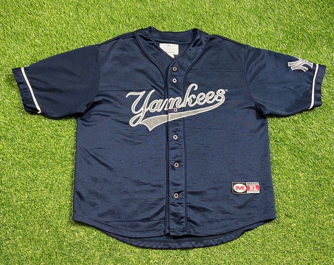 Vintage New York Yankees Baseball Jersey Mirage Size Xtra Large XL MLB Baseball American League Bronx Jeter 1990s Original 90s