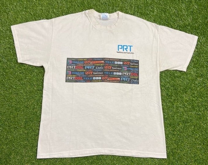 Vintage PRT Telefonica de Puerto Rico T Shirt Tee Size Large L San Jose PR Beautiful Island Beach VTG 1990s 90s