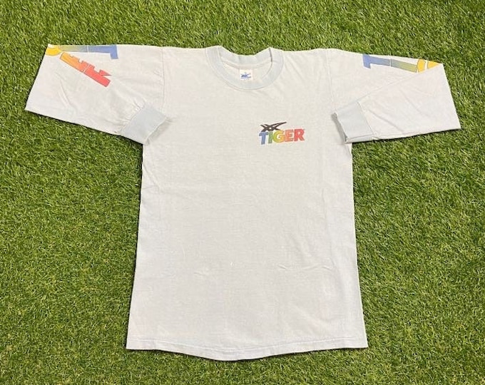 Vintage Asics Tiger Long Sleeve T Shirt Tee Made USA Size Small S Classic Sportswear Running Shoes 1990s 90s