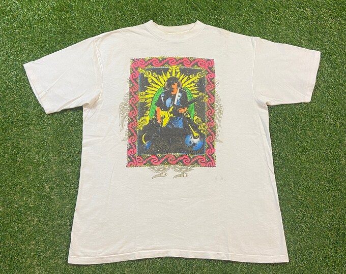 Vintage Carlos Santana World Tour T Shirt Made USA Size Xtra Large XL Rare Rock and Roll Hall of Fame Tour Merchandise 80s 90s Heaven Smiles