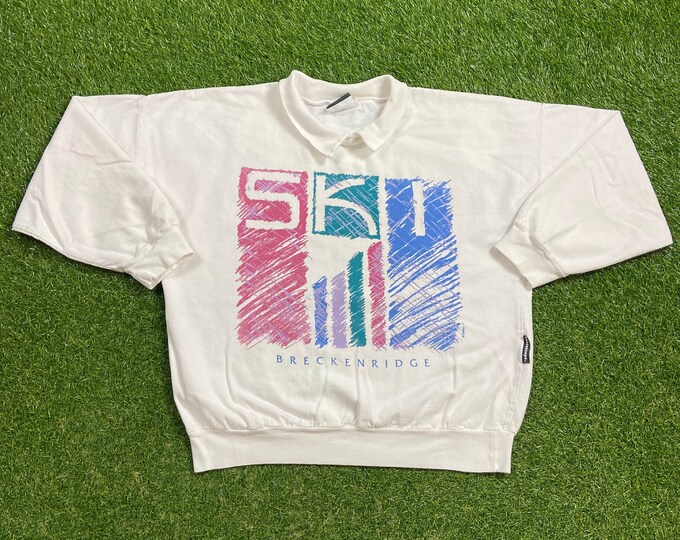 Vintage Breckinridge Crewneck Sweatshirt Made USA Size Small S Aspen Colorado Denver Boulder Skiing Snowboard Mountains 1990s 90s Pull Over