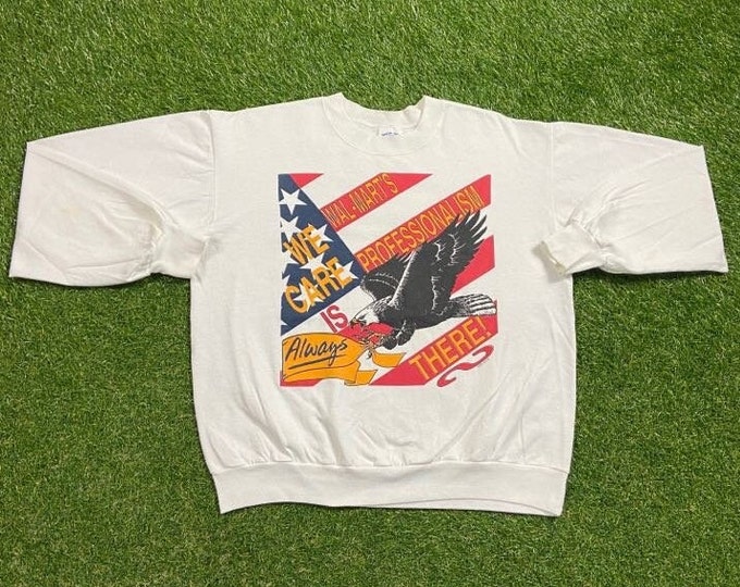 Vintage Wal Mart Crewneck Sweatshirt Made USA Size Large L McDonald's Target Big KMART Department Store 1990s 90s Pull Over Oversized