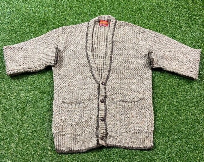 Vintage Brown Cardigan Knit Sweater London Fog Size Large L 1980s 80s Comfy Button Down Comfy Warm