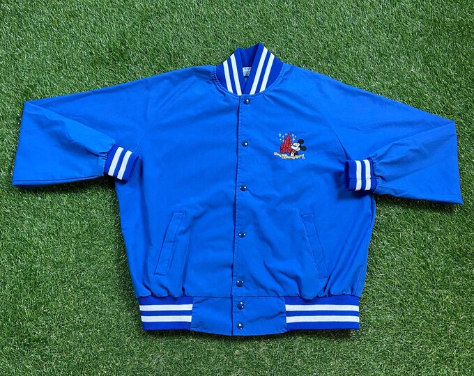 Vintage Walt Disney World Bomber Jacket Made USA Size Large L Mickey Mouse Magic Kingdom Disneyland Classic Rare WDW 1990s 90s