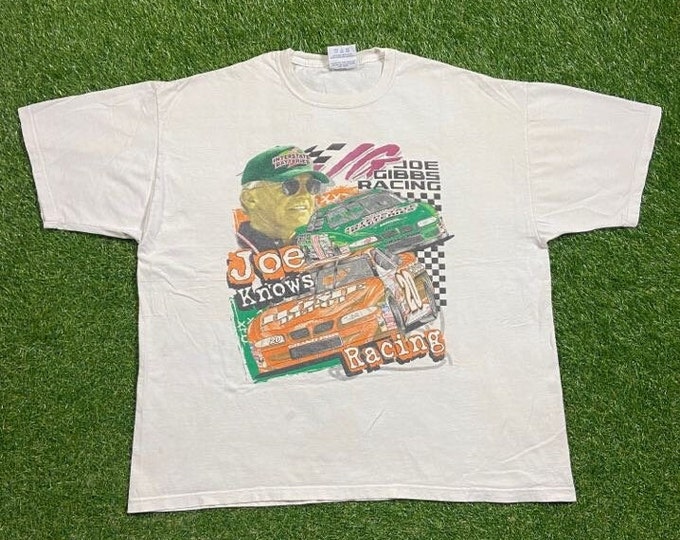 Vintage Joe Gibbs Racing T Shirt Tee Chase Authentics Made USA Size Xtra Large XL NASCAR Racing Daytona 500 Dale Earnhardt 1990s 90s
