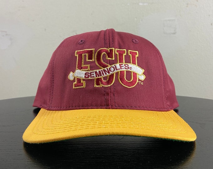 Vintage Florida State University Snapback Hat Cap Made Usa OSFA Seminoles NCAA College Football FSU Tallahassee 1990s 90s