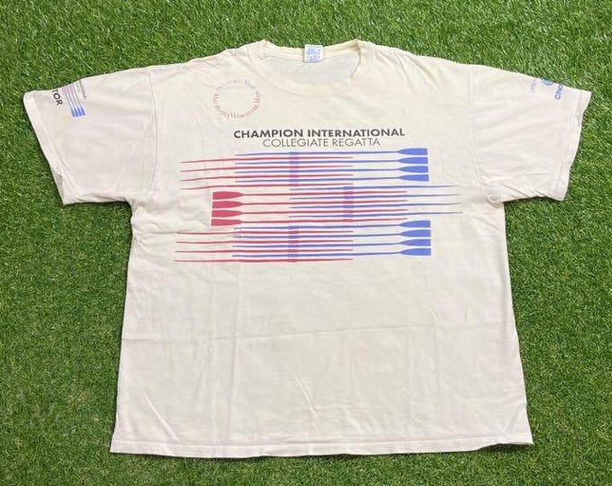 Vintage 1993 Champion International Collegiate Regatta T Shirt Tee Size Xtra Large XL Rowing Championship Crew Boats Row Racing 1990s 90s