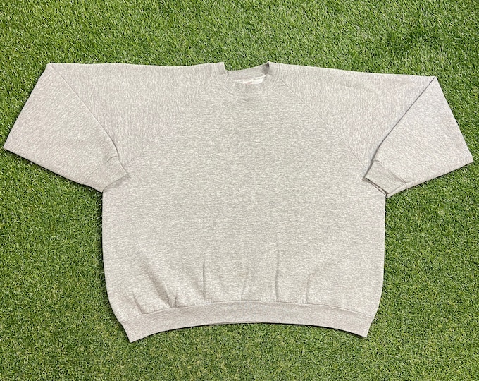 Vintage Plain Gray Crewneck Sweatshirt Made USA 3X Quality Tri Blend Rayon Great Fit Original Pull Over 1970s 70s