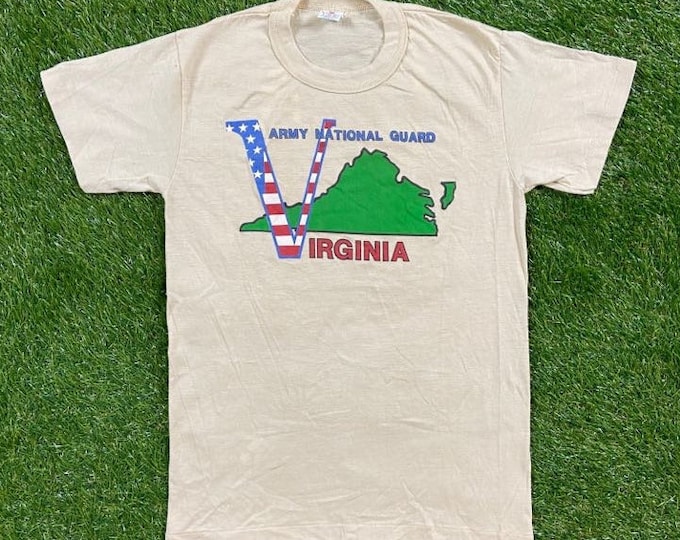 Vintage Virginia Army National Guard T Shirt Tee DG Sportswear Made USA Size Small S 1990s Marines Army Navy United States Military Veteran