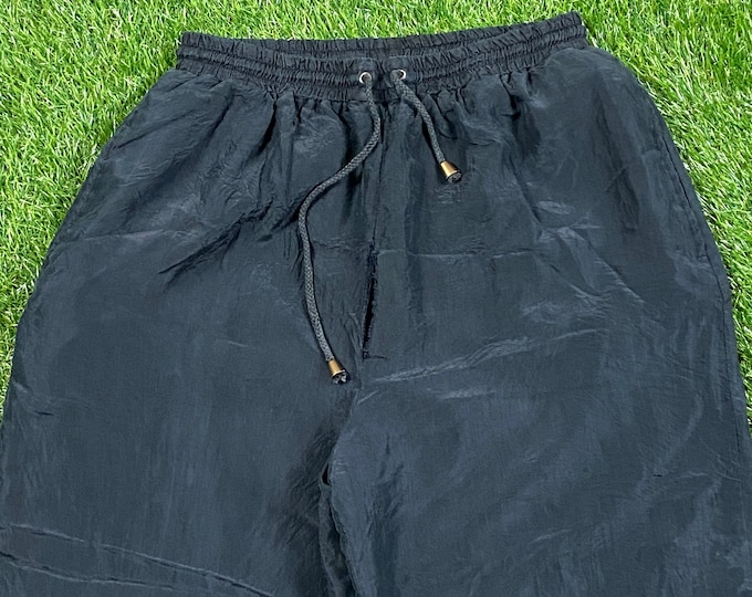 Vintage Plain Black Windbreaker Pants Size Medium M 1990s 90s Jogger