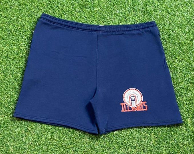 Vintage University Of Illinois Shorts Made USA Size Medium M NCAA College Basketball Fighting Illini Classic Chief 1990s 90s