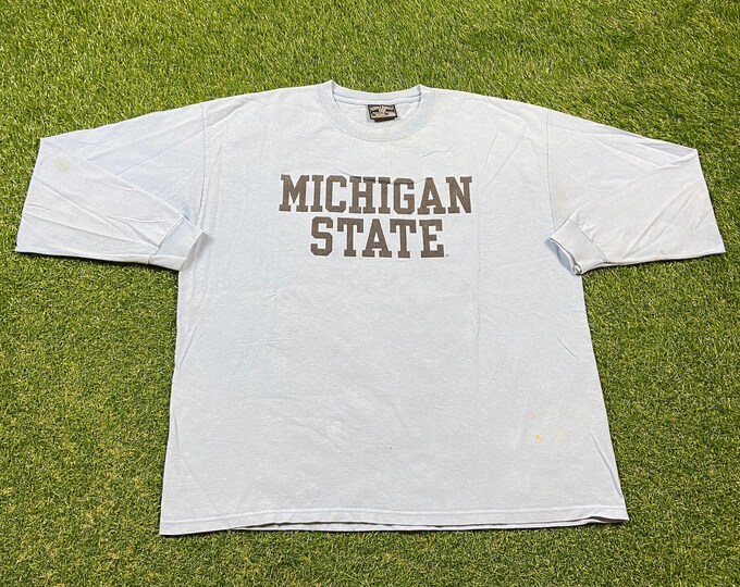 Vintage University of Michigan State Spartans Long Sleeve T Shirt Tee Steve and Barry's Size XXL 2XL NCAA Basketball Detroit 1990s 90s
