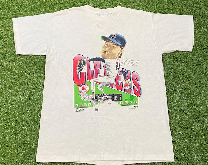 Vintage Boston Red Sox Roger Clemens Brand New  T Shirt Tee Salem Sportswear Made USA Xtra Large XL New England MLB Baseball  1990s 90s