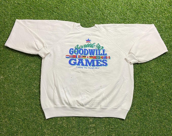 Vintage Seattle's Goodwill Games Crewneck Sweatshirt Made USA Size Xtra Large XL Classic Sports Games Swimming Rowing Gymnastics 1990s 90s