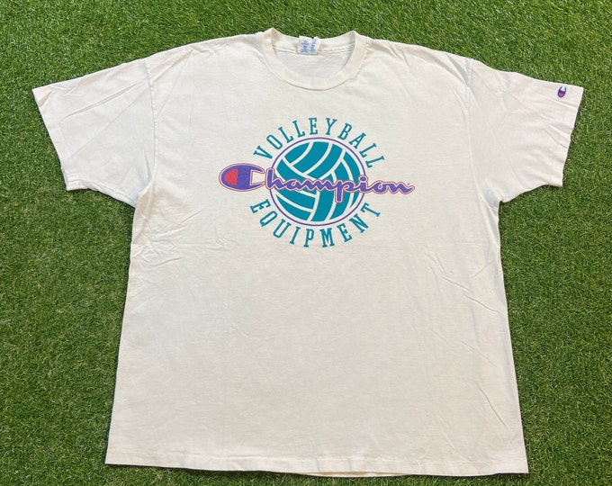 Vintage Volleyball Equipment T Shirt Tee Champion Made USA Size XXL 2XL Beach Volleyball Olympics 1990s 90s