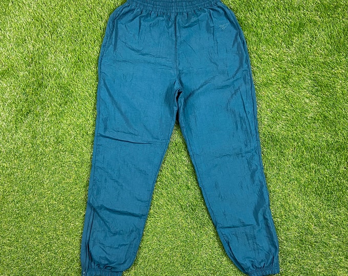 Vintage Plain Blue Reebok Windbreaker Pants Size Large L Jogger 1980s 80s