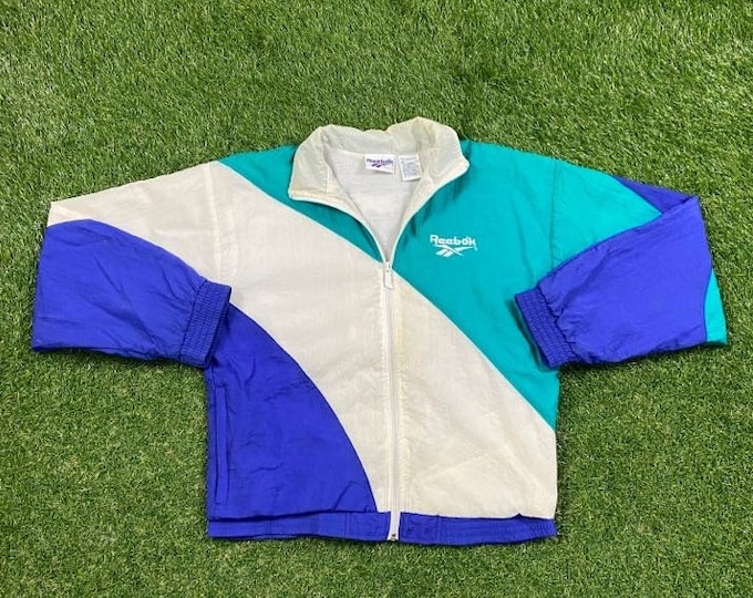 Vintage Reebok Windbreaker Jacket Zip Up Size Small S Classic Sportswear Athletic Wear Classic 90's 1990s Light Rain Jacket Coat Logo