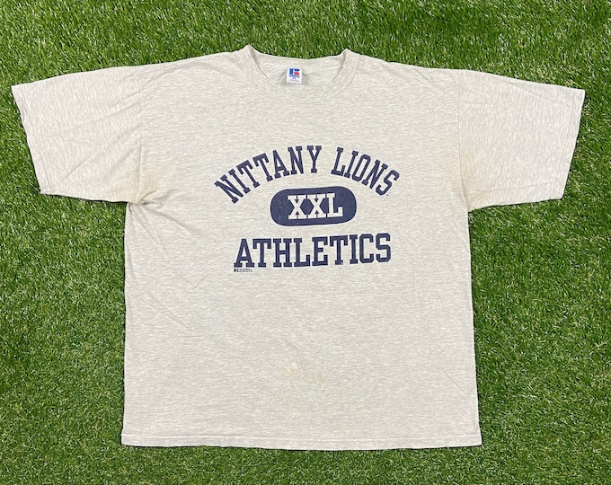 Vintage Penn State Nittany Lions T Shirt Tee Russell Athletic Made USA Size XXL 2XL NCAA College Football Pennsylvania