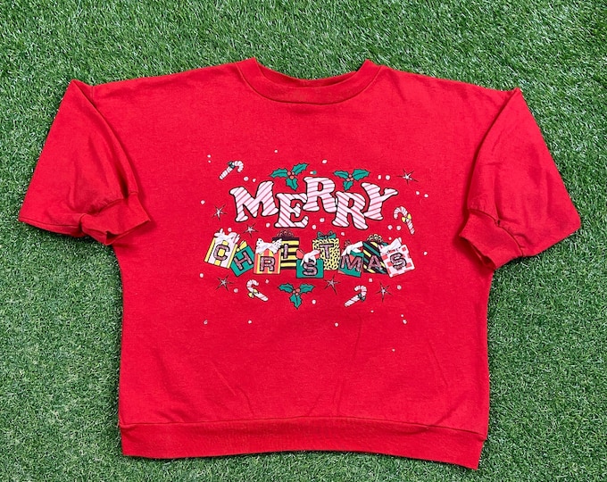 Ugly Christmas Sweater Vintage Tacky Holiday Party Merry Santa Claus Classic Size Youth Large Xmas 90s 80s Pull Over Cozy