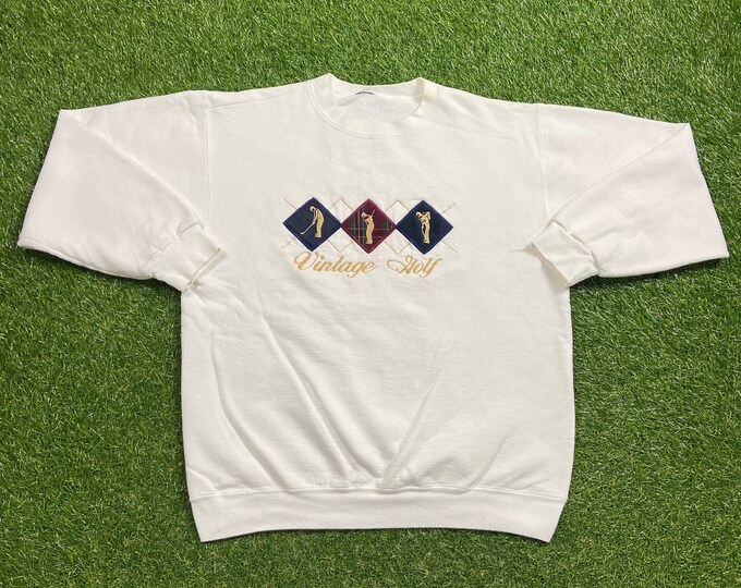 Vintage Golf Crewneck Sweatshirt Size Medium M Masters Tournament US Open Masters Collection Tiger Woods 1990s 90s Pull Over Oversized