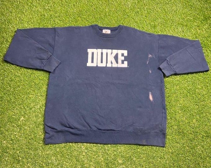 Vintage Duke University Crewneck Sweatshirt Made USA Size 3X NCAA College Basketball Blue Devils 1990s 90s Pull Over Oversized